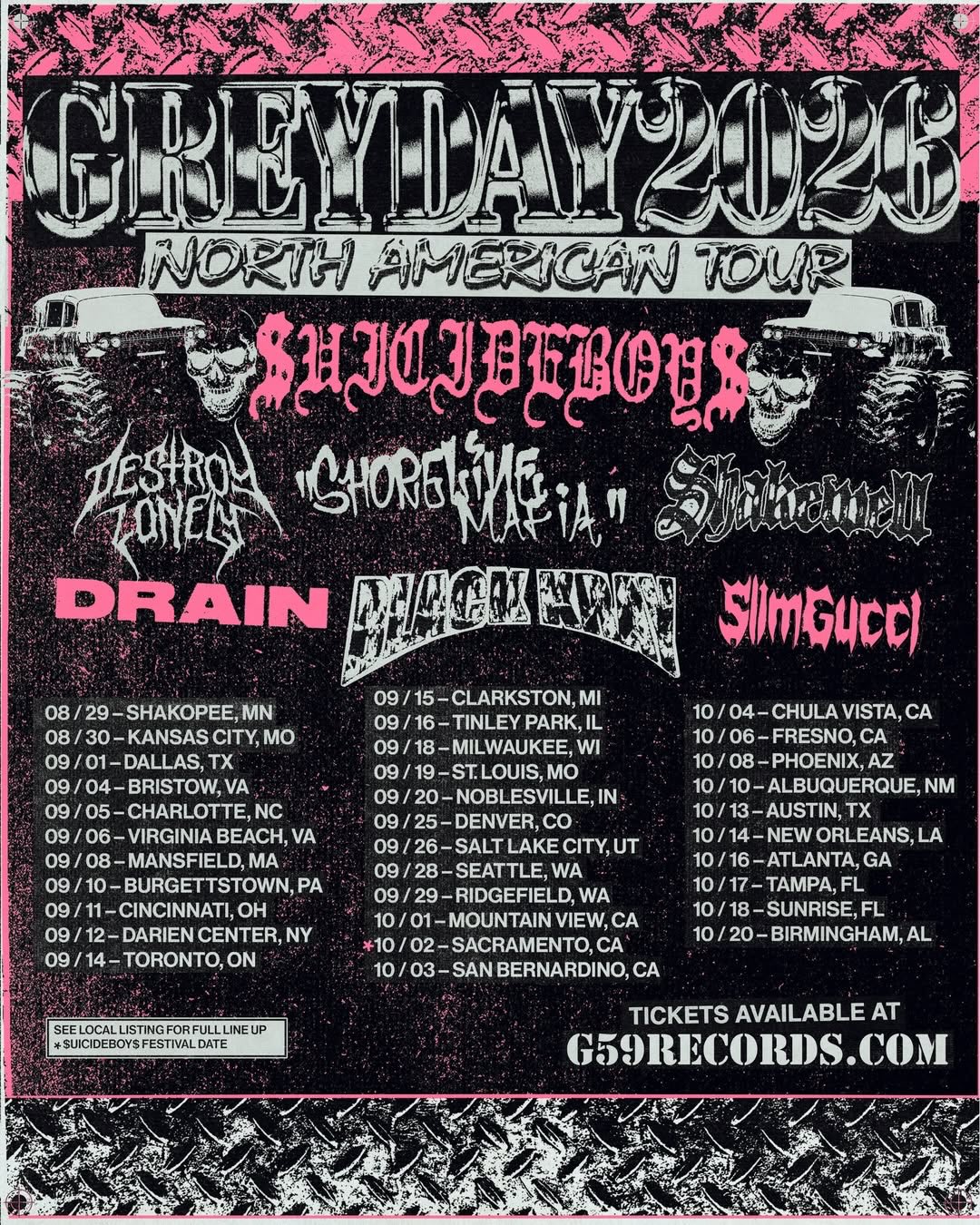 Black Kray Grey Day Tour Poster 2026